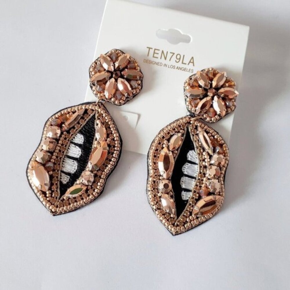 Ten79LA beaded & crystal accented drop earrings
